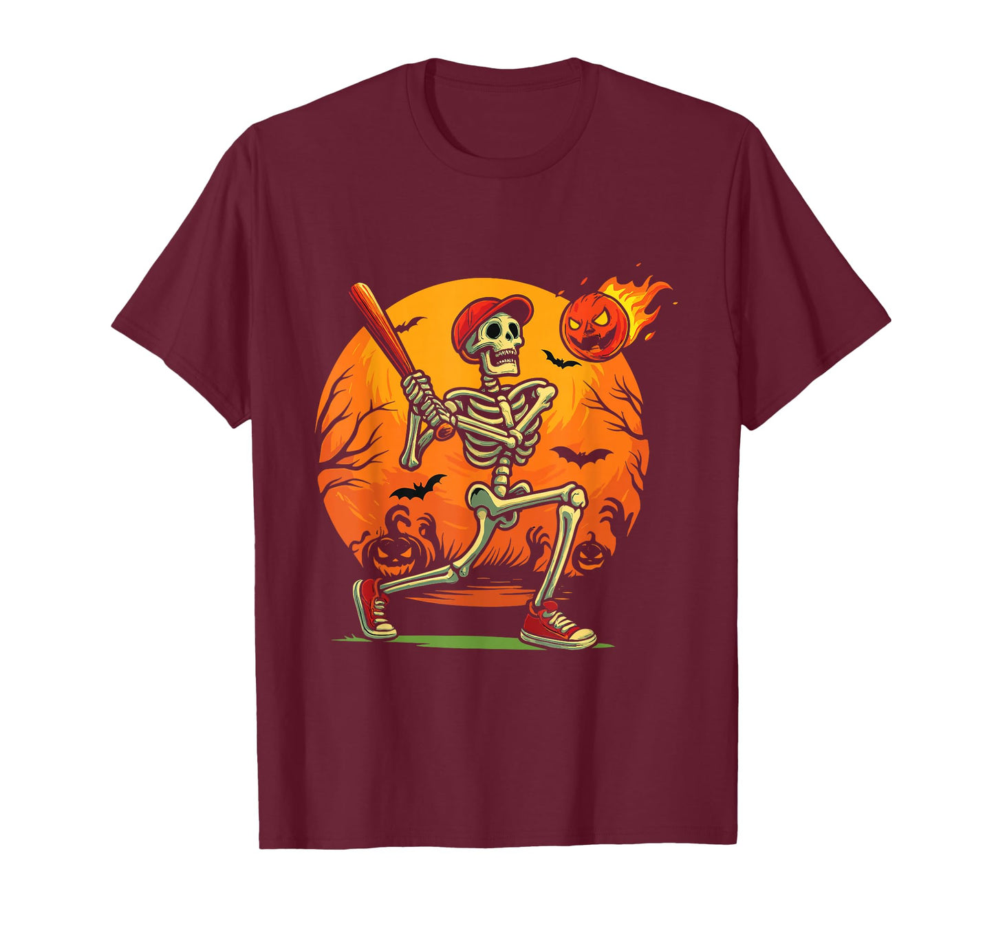 Baseball Skeleton Halloween Player Costume Tee T-Shirt