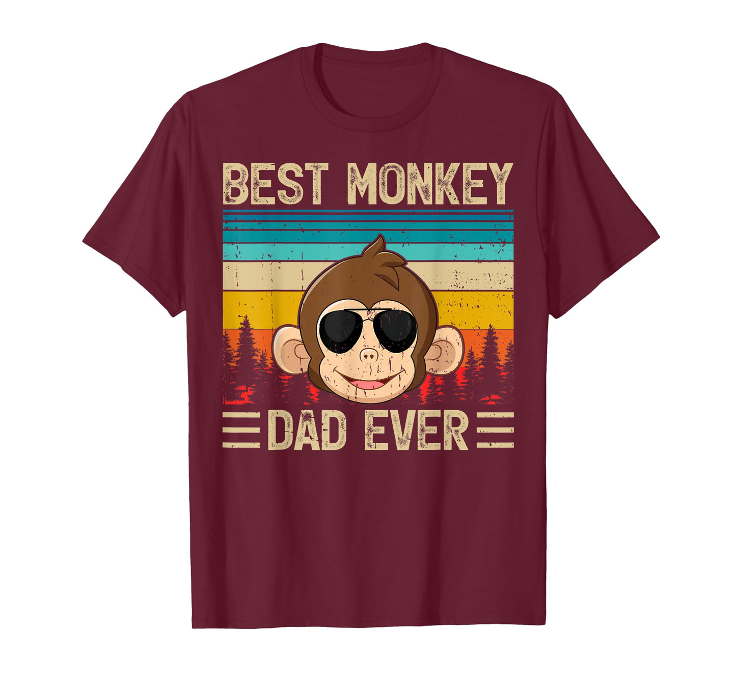 Mens Monkey Vintage Funny Best Monkey Dad Ever Father's Day T-Shirt