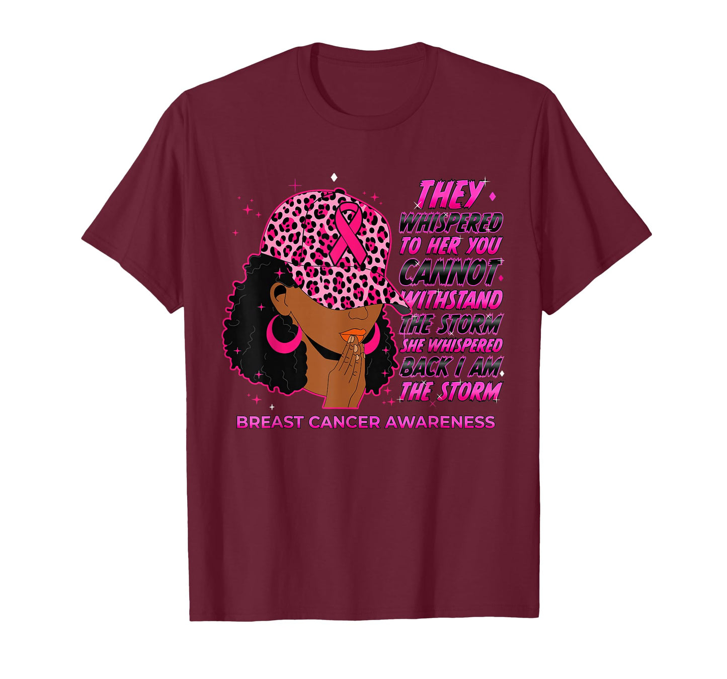 Black Women Afro Christian Breast Cancer in October We Wear T-Shirt