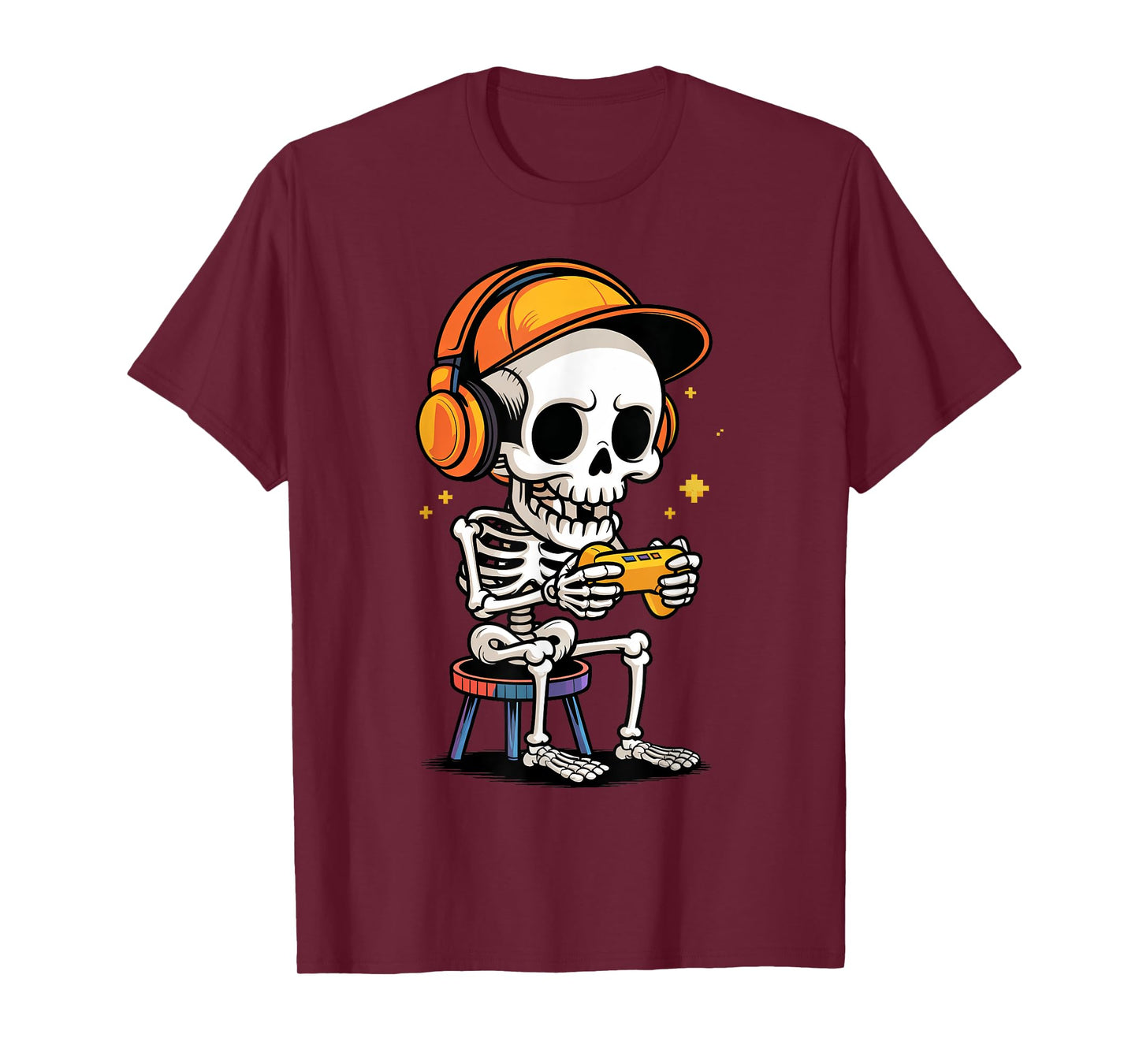 Funny Skeleton Gamer Halloween Playing Video Games Toddler T-Shirt