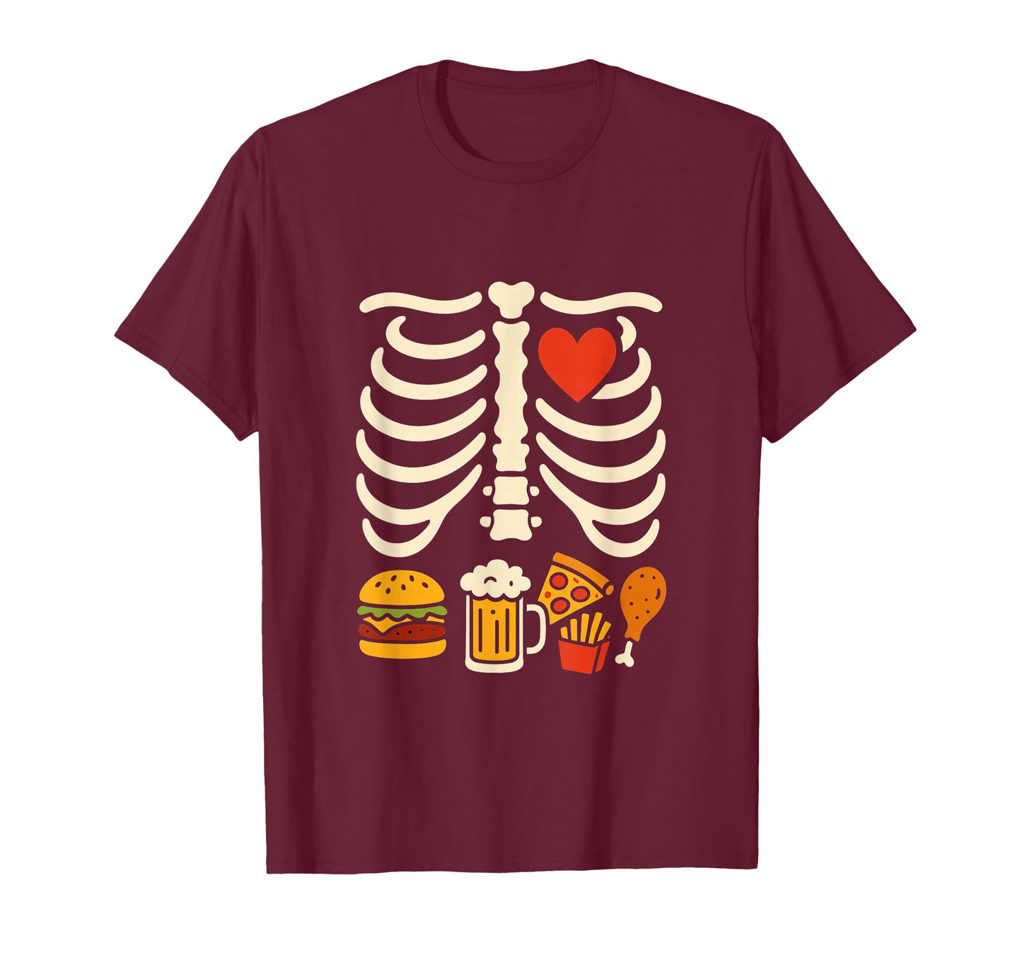 Beer Belly Skeleton Food Pregnancy Funny Halloween Dad T-Shirt