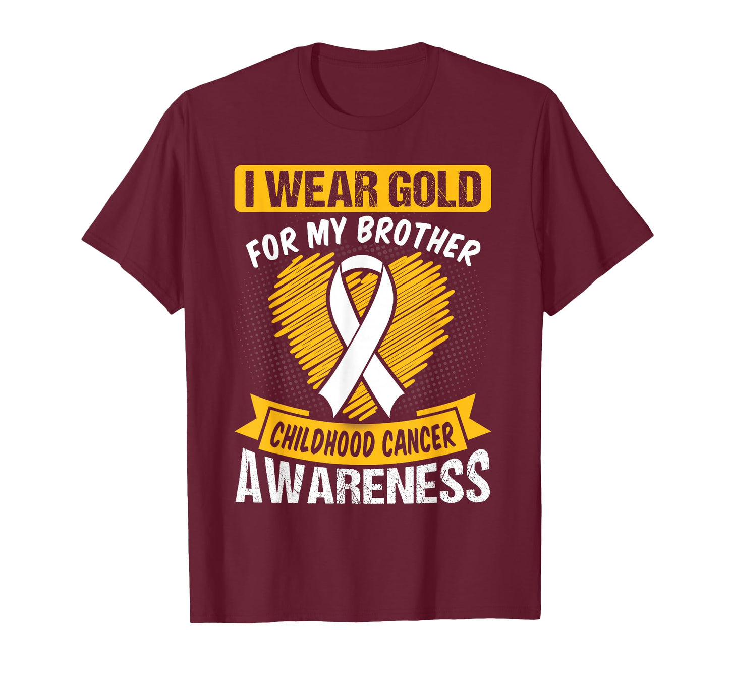 I Wear Gold For My Brother Heart Childhood Cancer Awareness T-Shirt