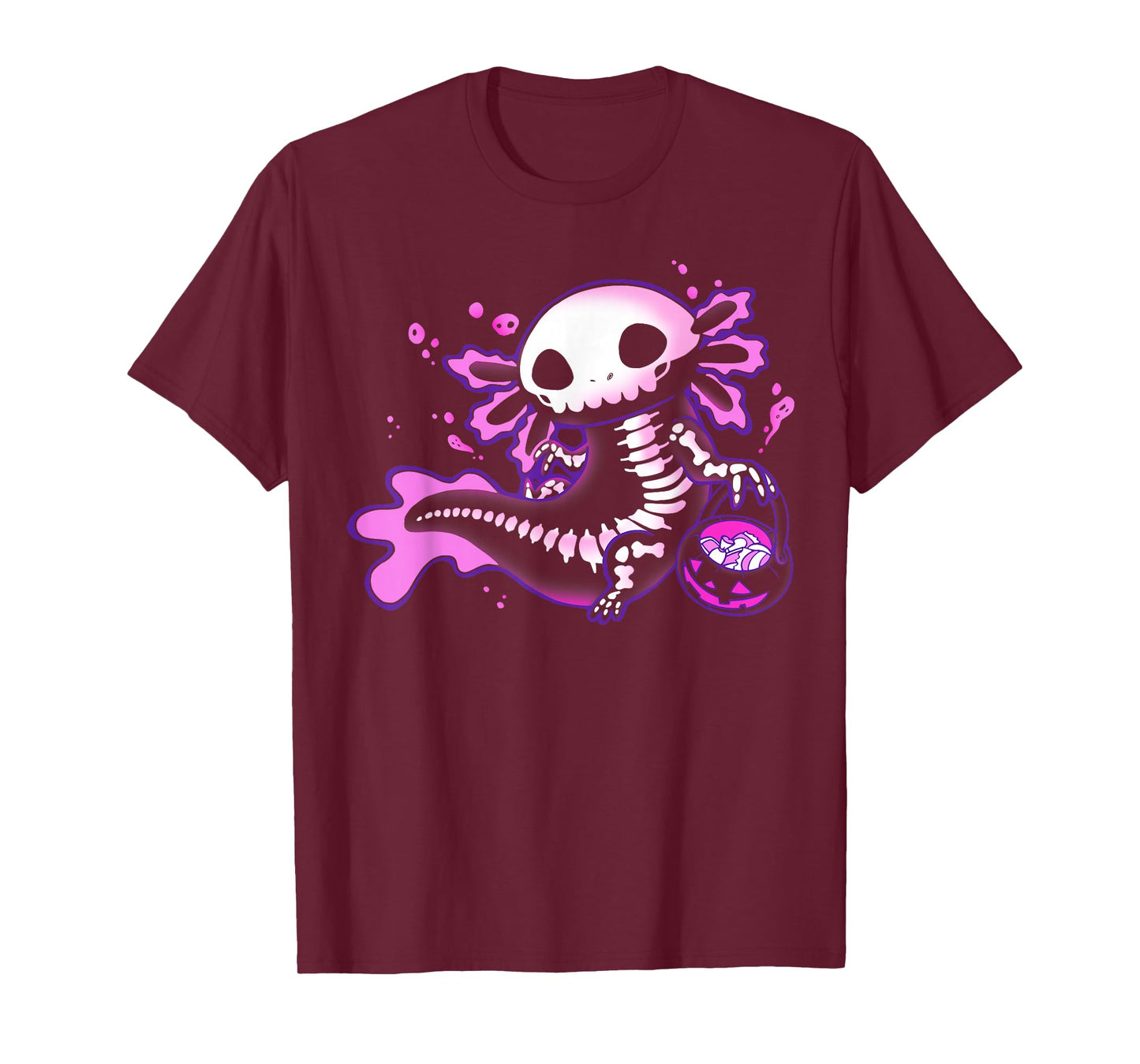 Cute Axolotl Halloween Skeleton Pumpkin Trick or Treat T-Shirt