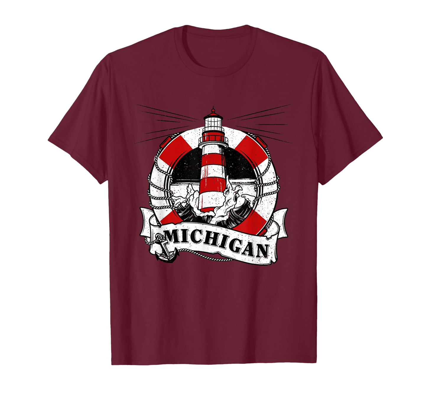 Vintage Michigan Great Lakes Lighthouse Travel Souvenir T-Shirt