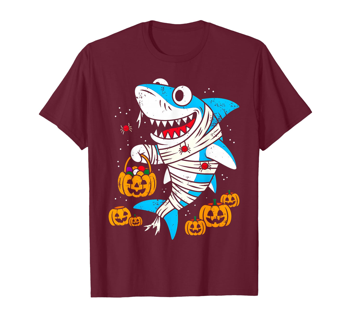 Mom Mummy Shark Pumpkin Spider Treats Funny Fish Halloween T-Shirt