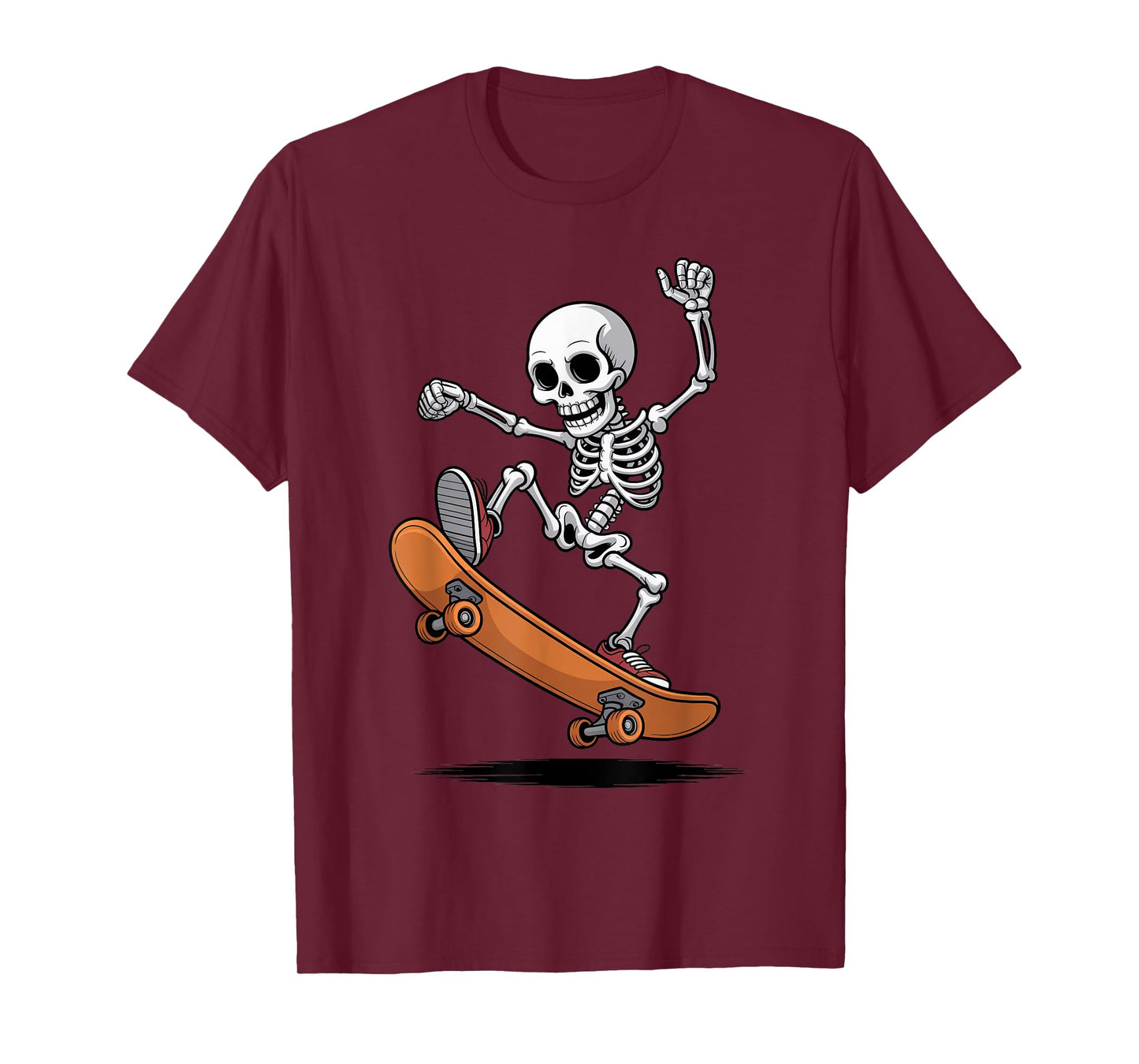 Skeleton Skateboarding Kids Halloween Costume Trick or Treat T-Shirt