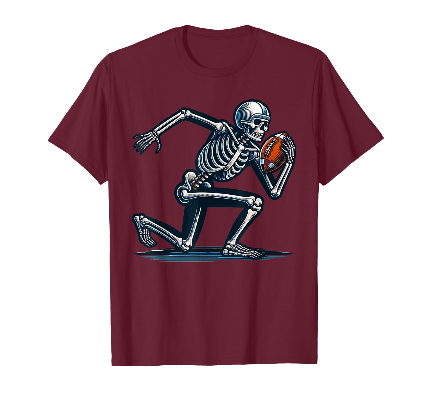 American Football Skeleton Boys Men Football Fan Halloween T-Shirt