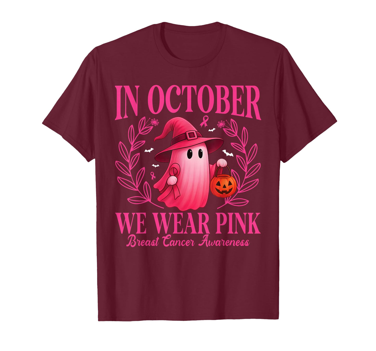 Breast Cancer Women Halloween in October We Wear Pink T-Shirt