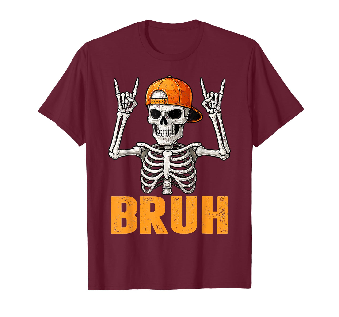 Bruh Punk Rock Skeleton Cool Rocker Halloween Men Boys Kids T-Shirt