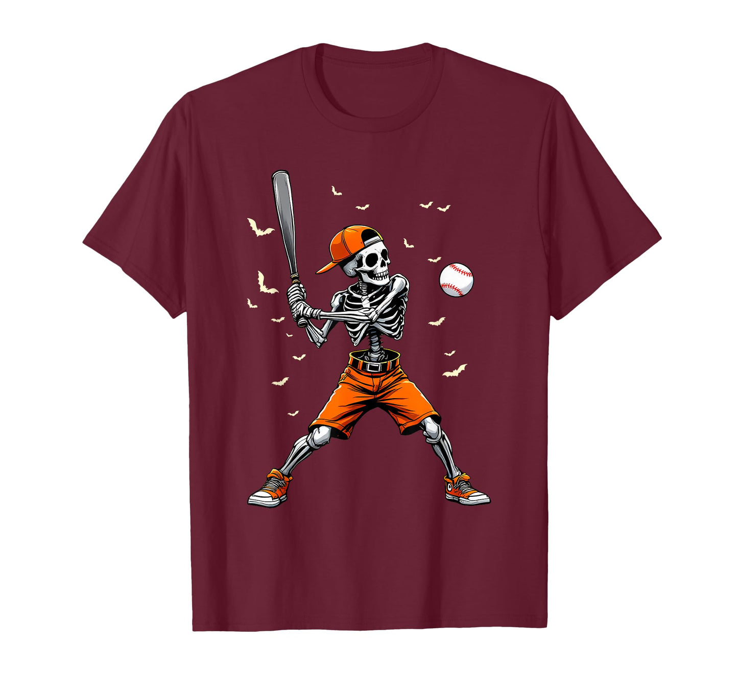 Funny Spooky Skeleton Baseball Tee | Boys & Kids Halloween T-Shirt