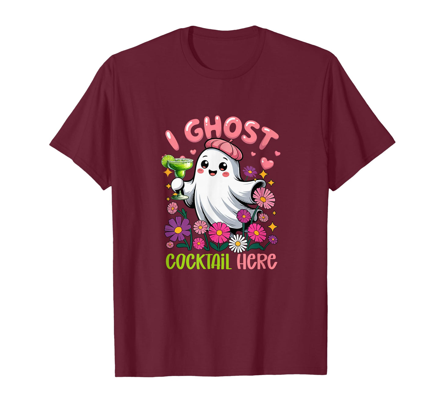 I Ghost Cocktail Here Halloween Floral Boo Drinking Cocktail T-Shirt