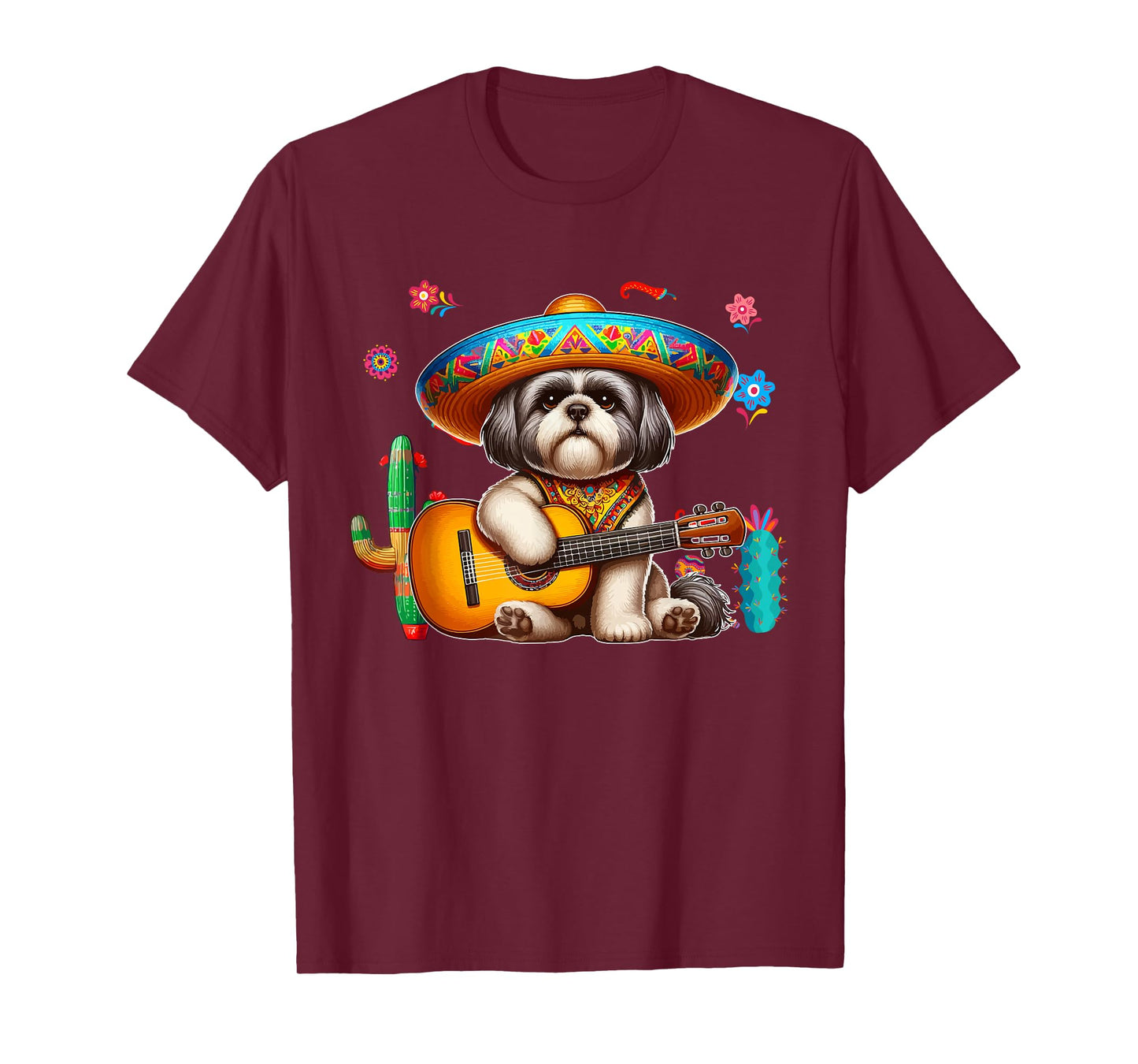 Shih Tzu Sombrero Mexican Guitar Cinco De Mayo Owner T-Shirt