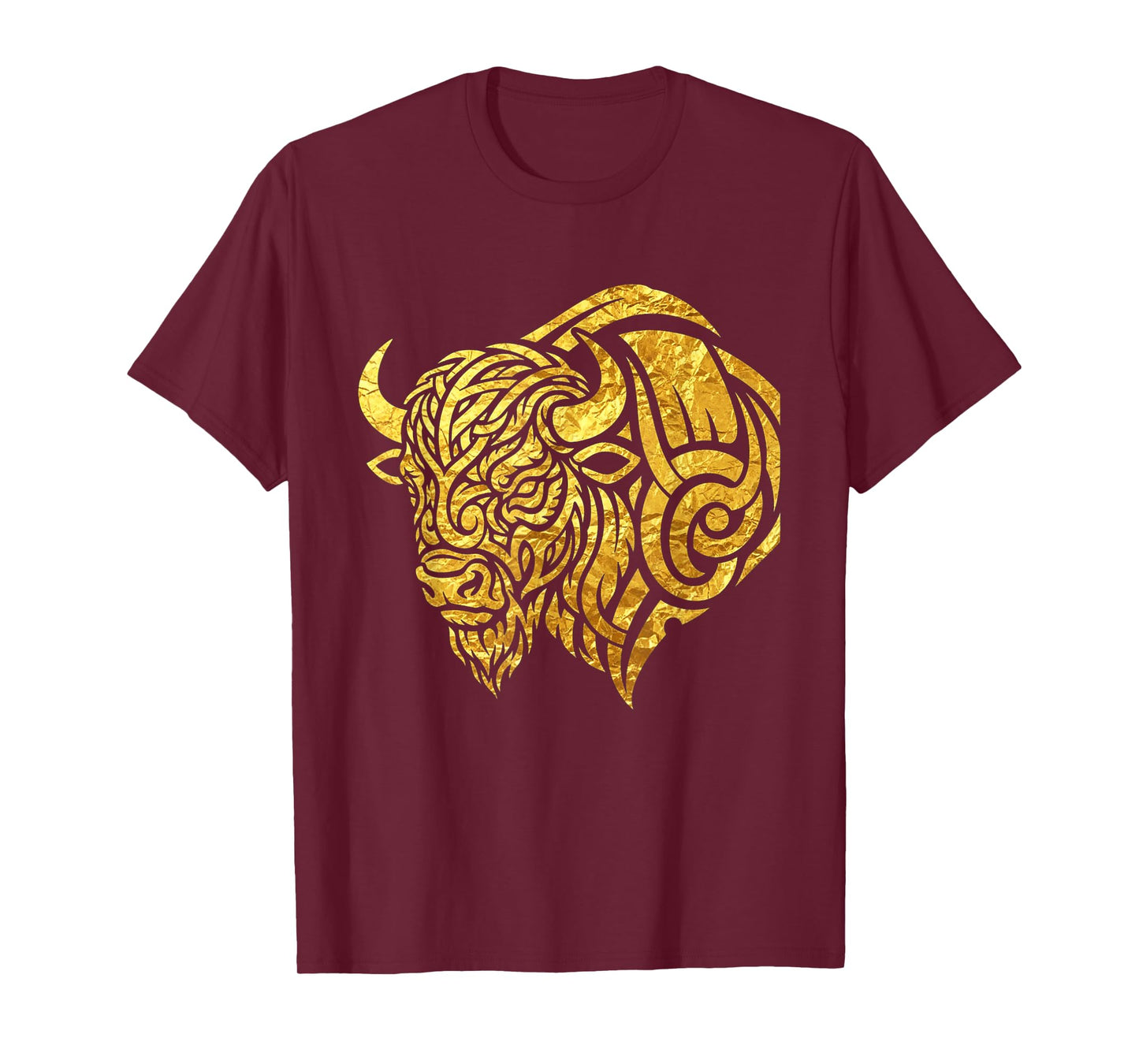 Golden Style Tribal Bison Artwork Design T-Shirt