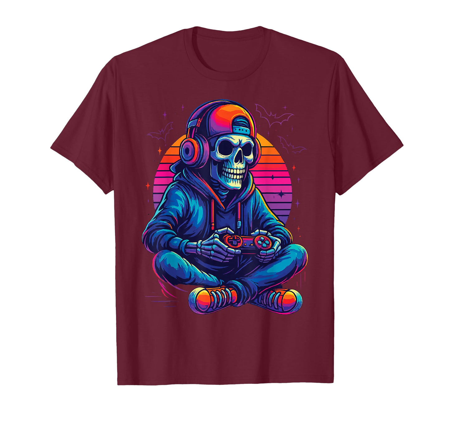 Halloween Skeleton Gamer Funny Video Gaming Tee T-Shirt