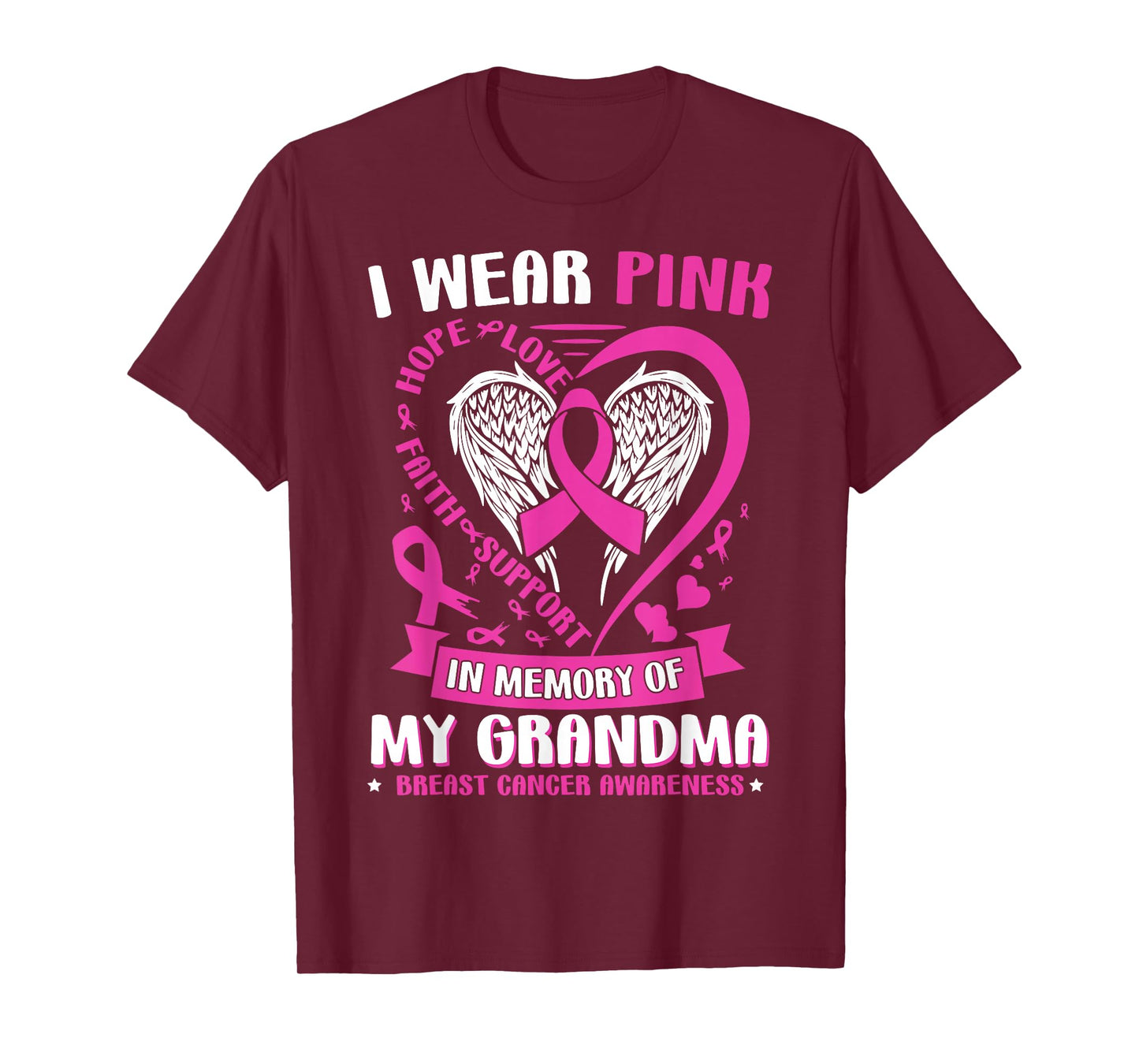 I Wear Pink in Memory of My Grandma Breast Cancer Awareness T-Shirt