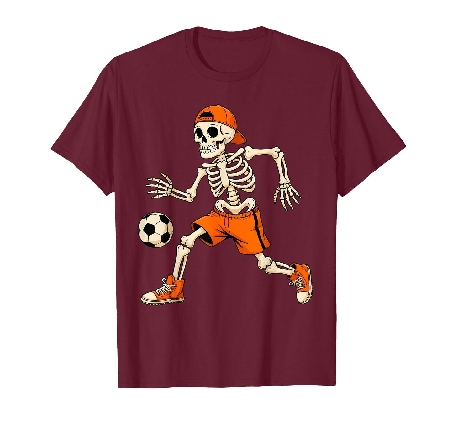 Funny Skeleton Play Soccer Halloween Costume Boys Men Kids T-Shirt
