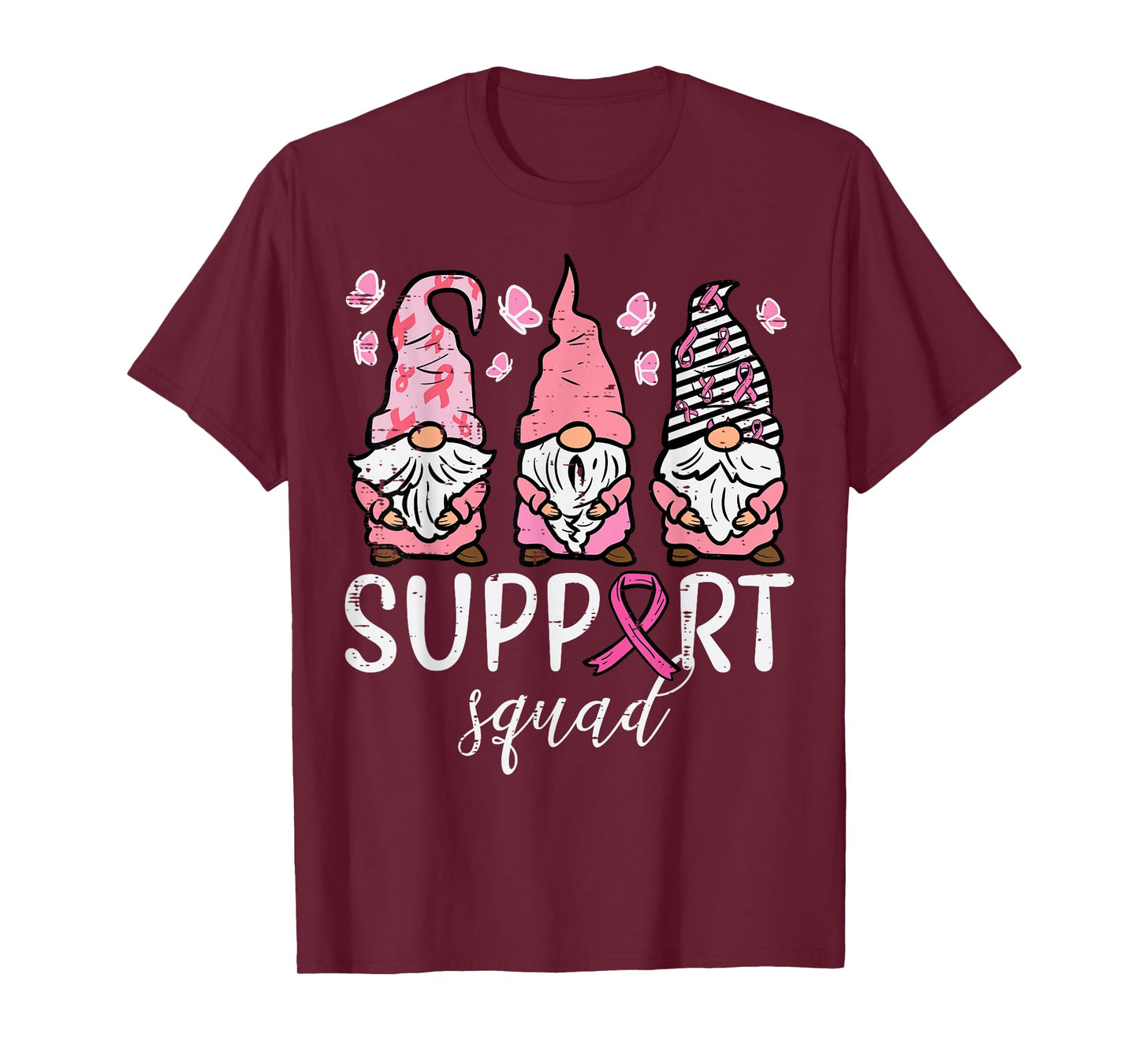 Breast Cancer Support Squad Gnomes Awareness Men Women Kids T-Shirt