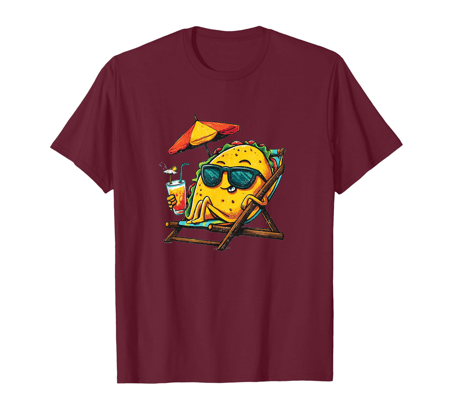 Funny Taco in Beach Chair for Vacation Tacos Lovers T-Shirt
