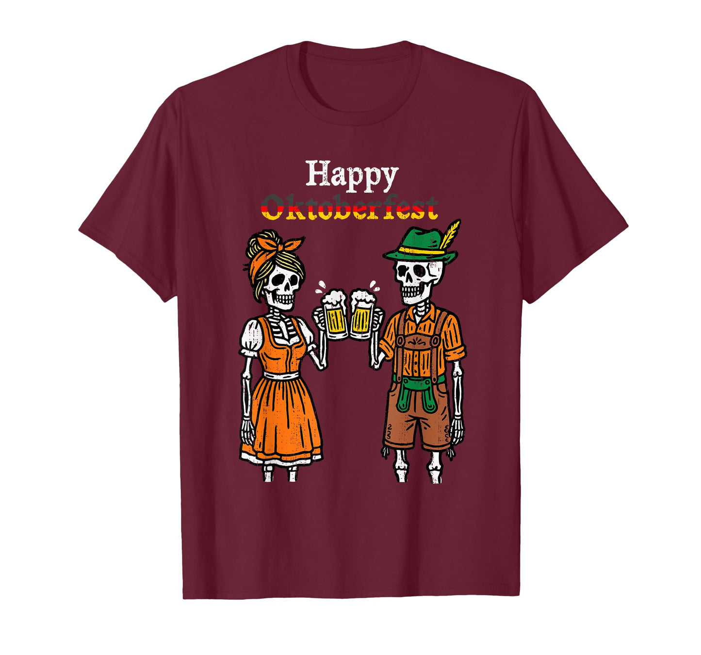 Happy Oktoberfest Lederhosen Skeleton Drinking Beer Festival T-Shirt