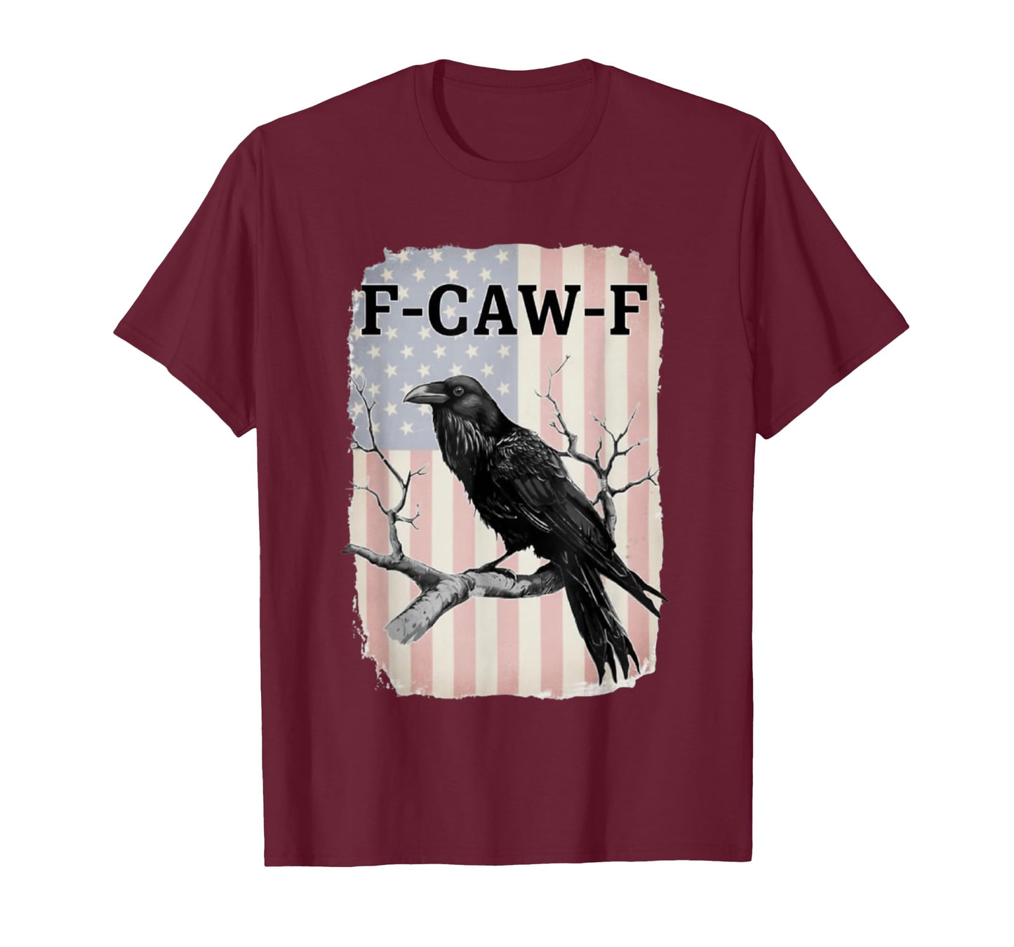 F-CAW-F Black Crow Faded Distressed USA Flag T-Shirt