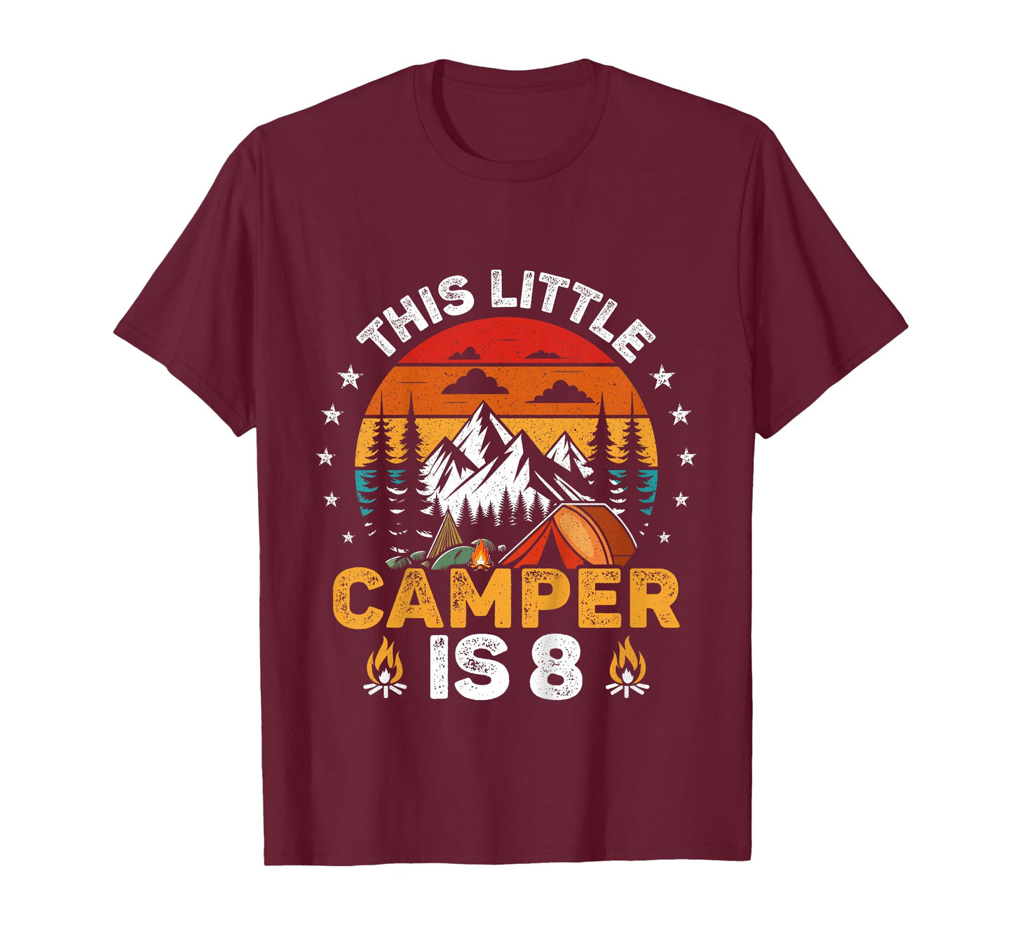 Kids This Little Camper is 8 Year Old Camping 8th Birthday Party T-Shirt