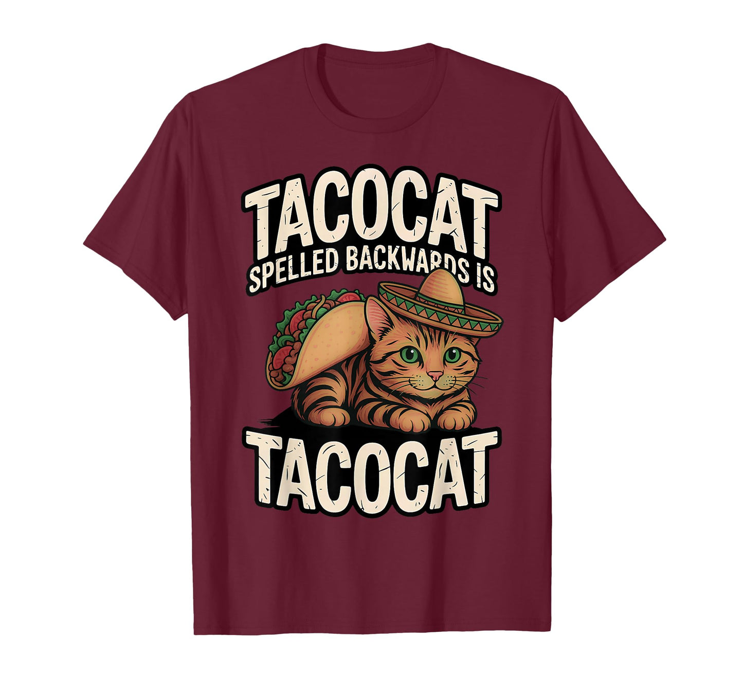 Tacocat Spelled Backwards is Tacocat Funny Mexican Taco Cat T-Shirt