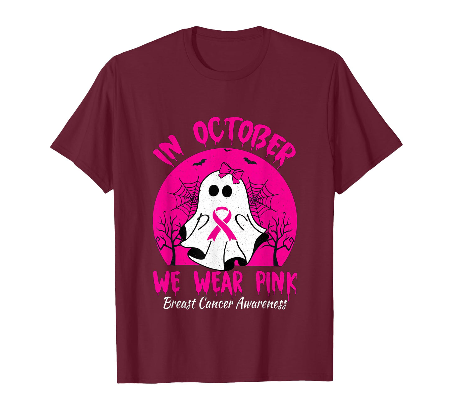 in October We Wear Pink Breast Cancer Awareness Halloween T-Shirt