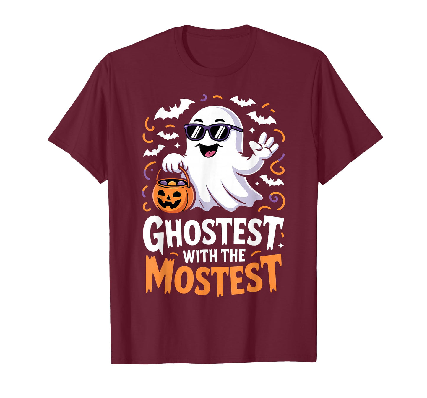 Ghostest with The Mostest Costume Funny Halloween Ghost T-Shirt