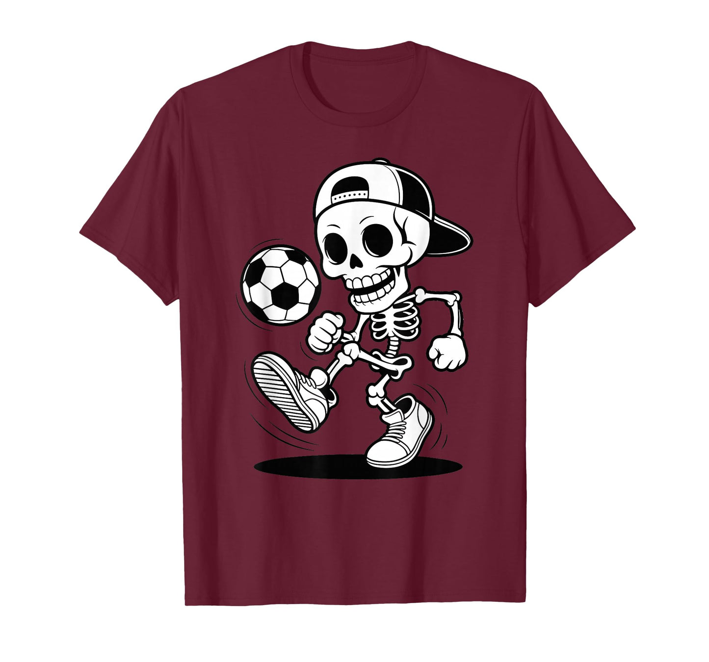 Halloween Soccer Skeleton Kicking Ball Cartoon T-Shirt