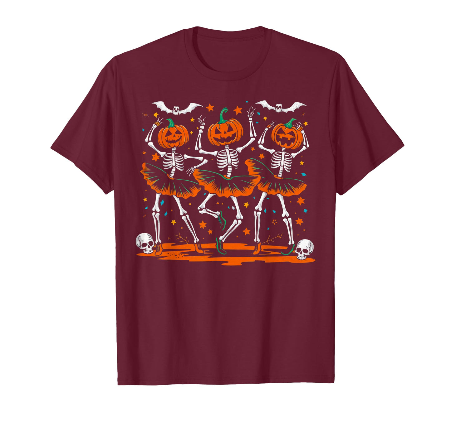 Ballet Pumpkin Skeleton Scary Halloween Men Women Kids T-Shirt