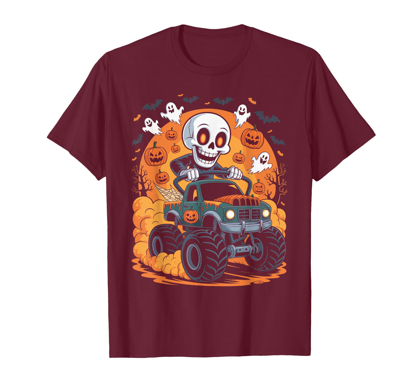 Halloween Skeleton Monster Truck Spooky Ride T-Shirt