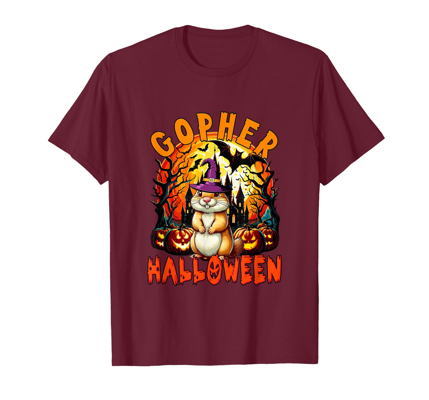 Gopher Halloween Cosplay Witch Horror Carved Pumpkins T-Shirt