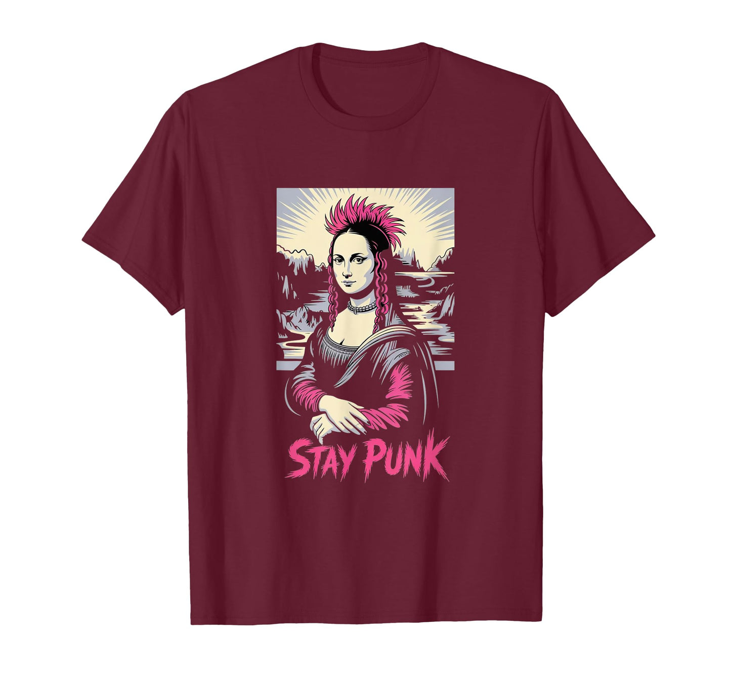Punk Rock Mona Lisa – Rebel Art Parody Tee T-Shirt