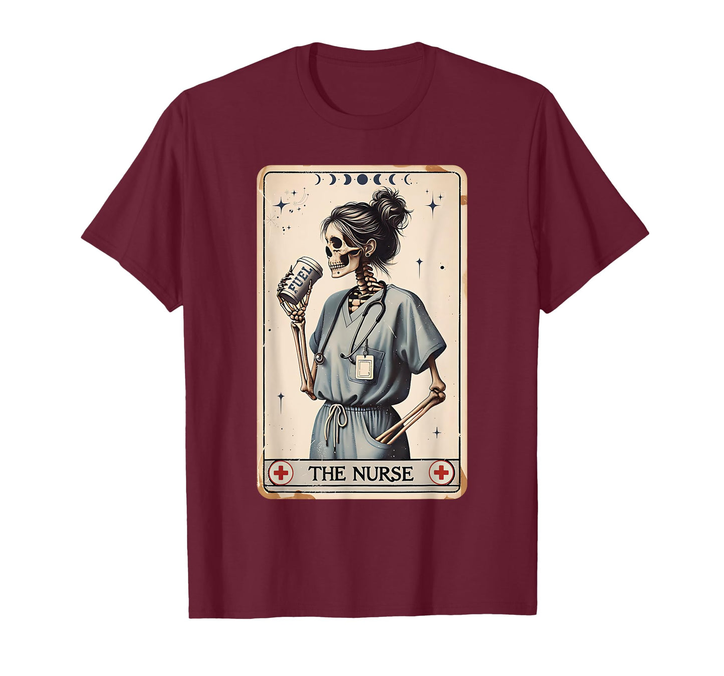 The Nurse Tarot Card Skeleton Coffee Nurses Fuel Nursing T-Shirt