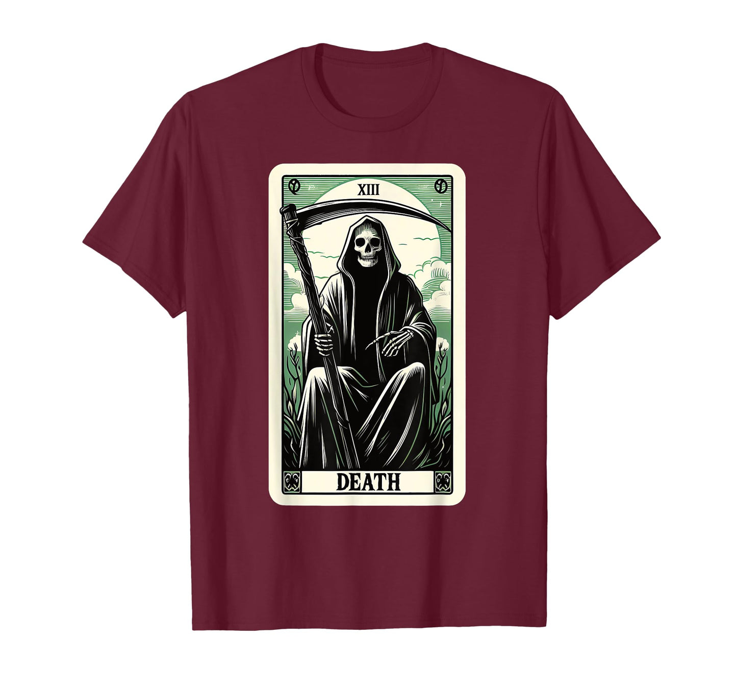 Blackcraft Clothing & Fortune Telling Accessories Tarot Card Death XIII, Satanic Goth Halloween Grim Reaper T-Shirt, Small