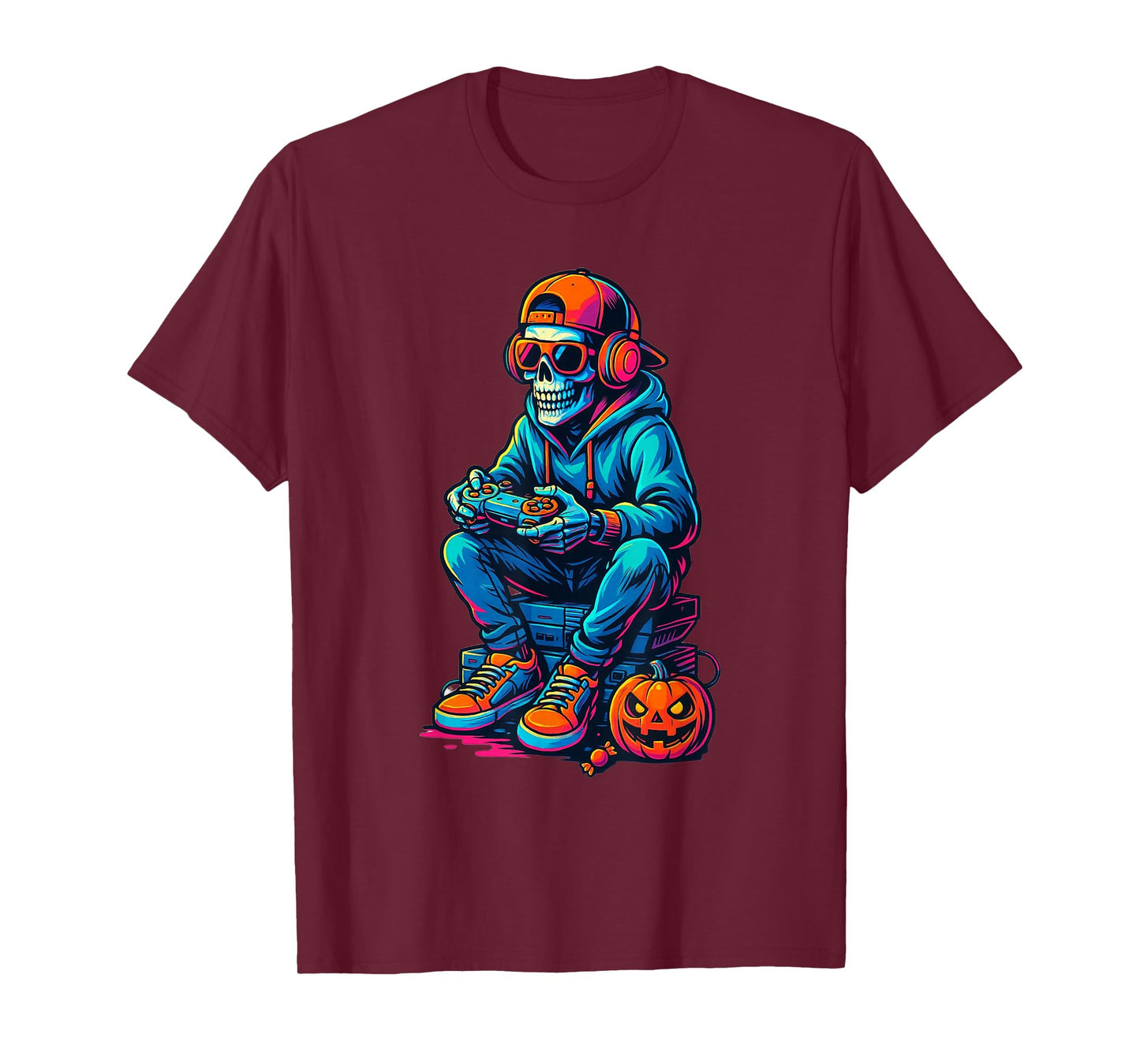 Halloween Skeleton Gamer Funny Video Game for Boys Kids T-Shirt