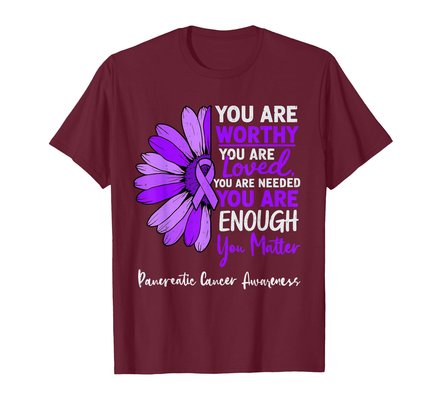 Motivational Pancreatic Cancer Awareness Ribbon Purple T-Shirt