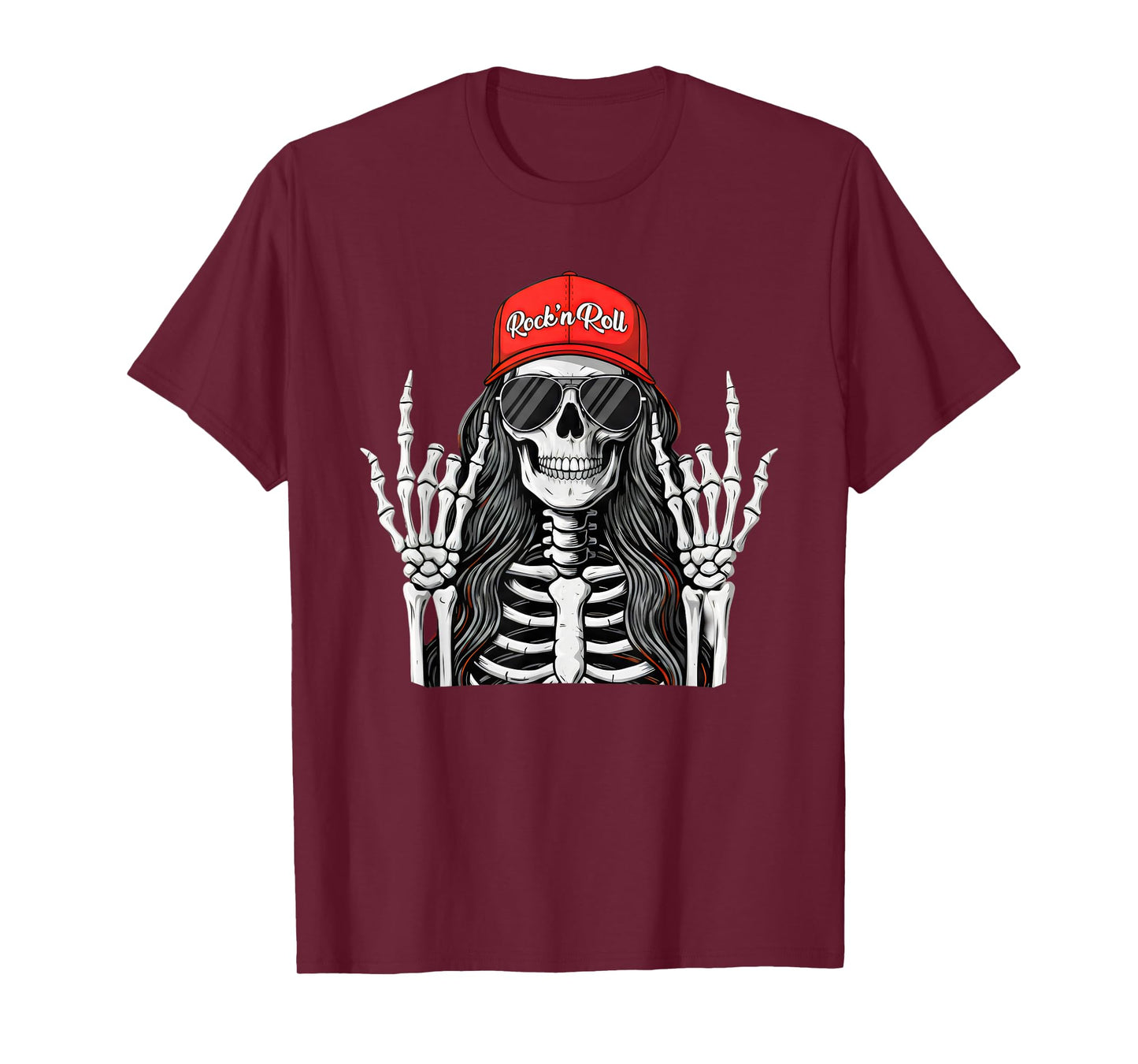 Rock'n Roll Girl Skeleton Rocker Cool Punk Rock Music Vibes T-Shirt