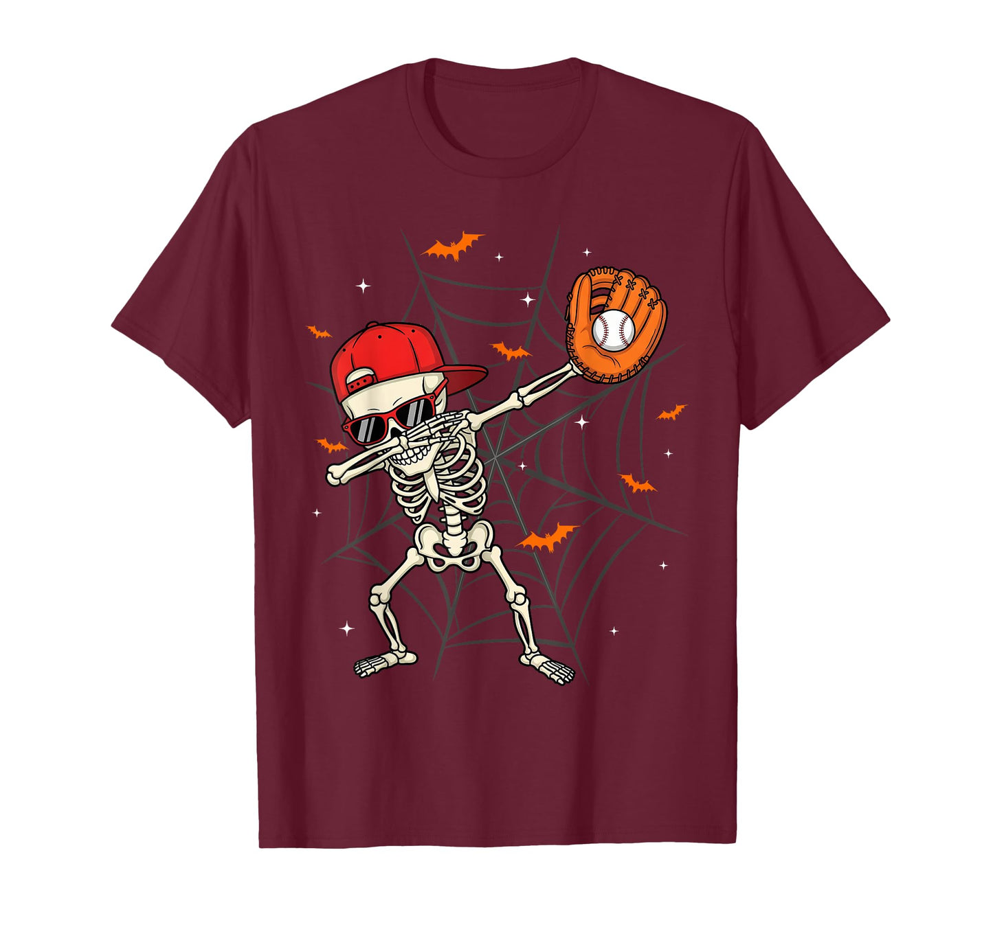 Vintage Fun Dabbing Skeleton Baseball Player Halloween Dab T-Shirt