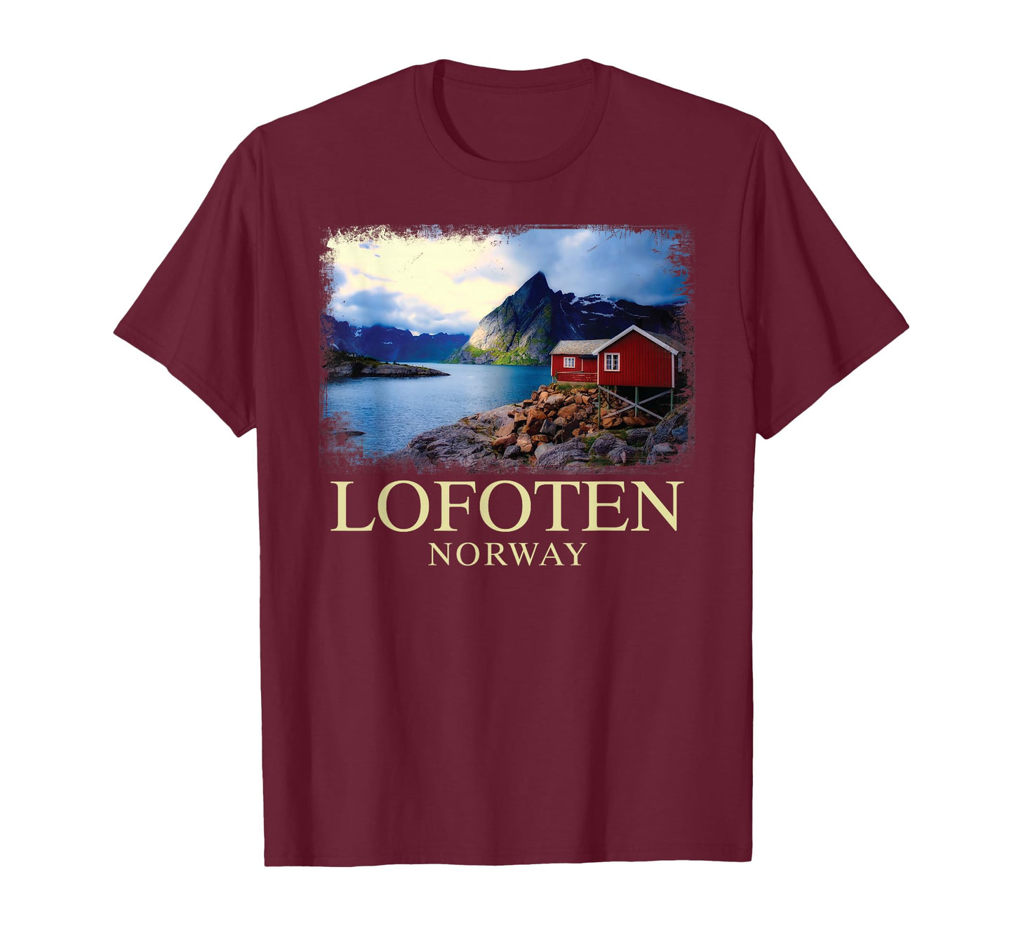 Lofoten Norway Cabin Nordic Fjord Bergen Northern Lights T-Shirt