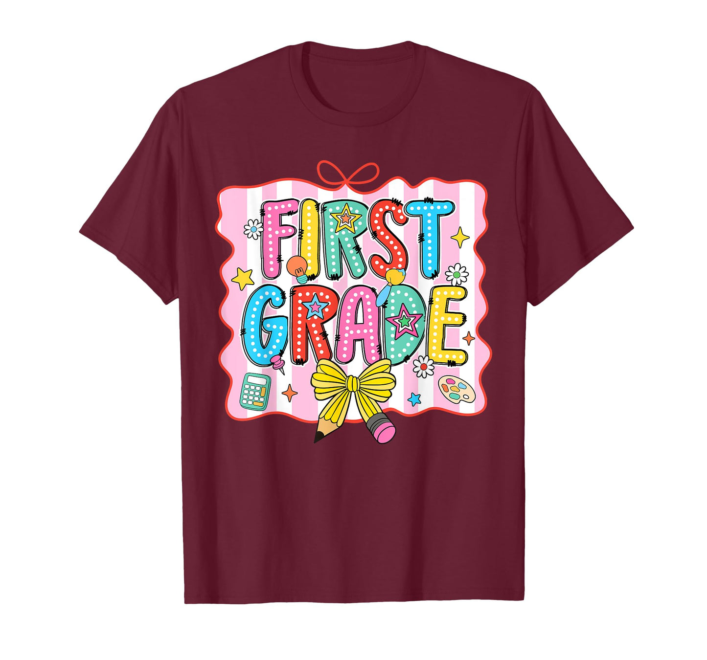 First Grade Coquette Pencil Bow Back To School Teacher Girl T-Shirt