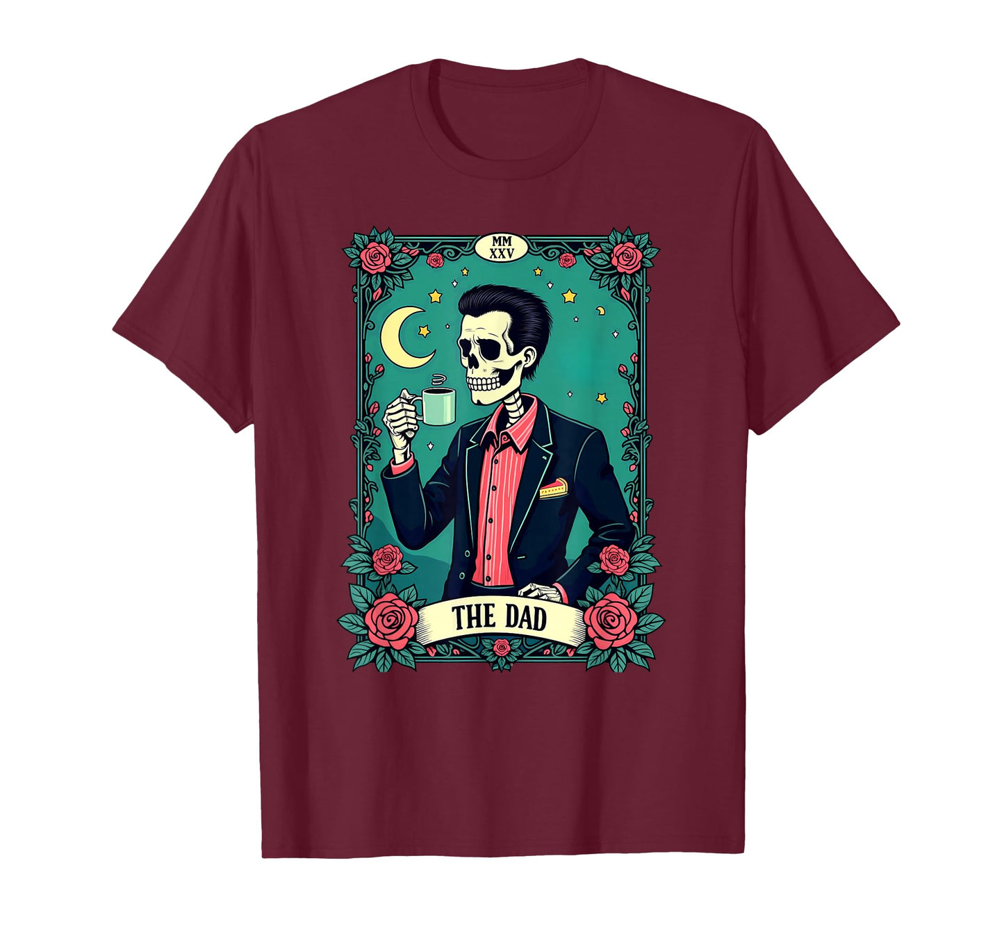 Retro Witch Dad Tarot Card Skeleton Halloween T-Shirt