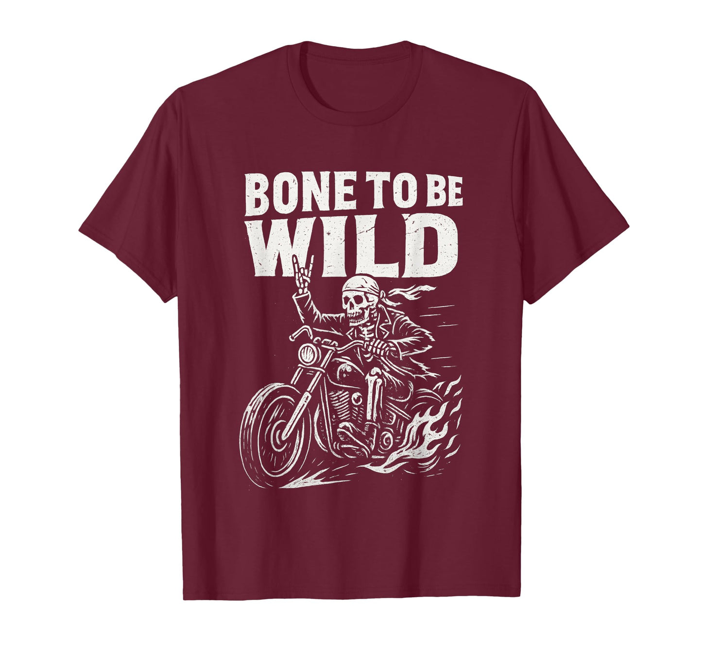 Bone to Be Wild Skeleton Biker Edgy Aesthetic Pun Humor T-Shirt