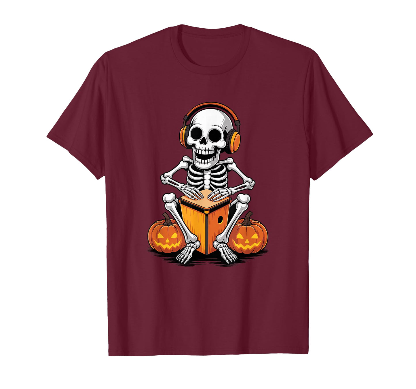 Halloween Skeleton Cajón Player Cajon Box T-Shirt