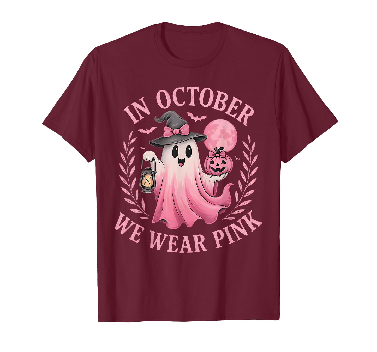In October We Wear Pink Breast Cancer Awareness Halloween T-Shirt