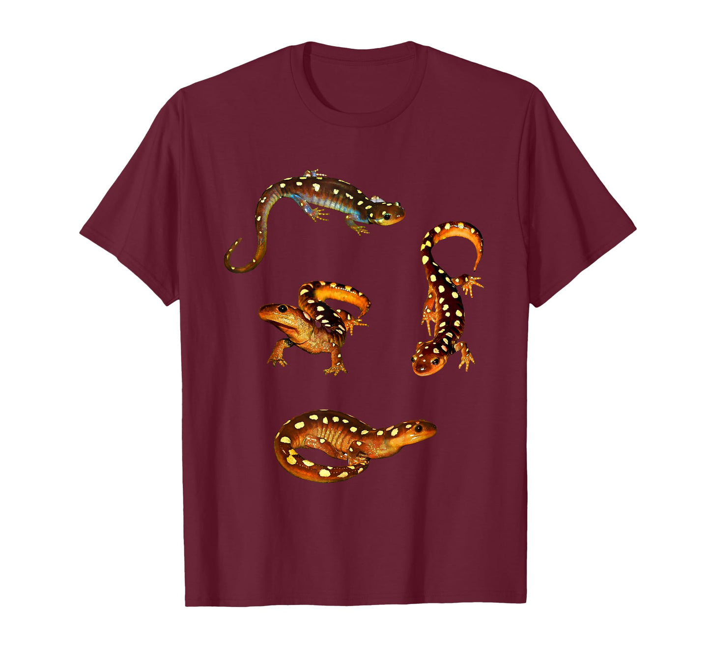 Froghaven Farm Spotted Salamanders T-Shirt, Salamander, Ambystoma Maculatum, Caudate, Urodele, Spring Lizard, Black, Small, Short Sleeve, Classic Fit, Cotton 60%, Polyester 40%