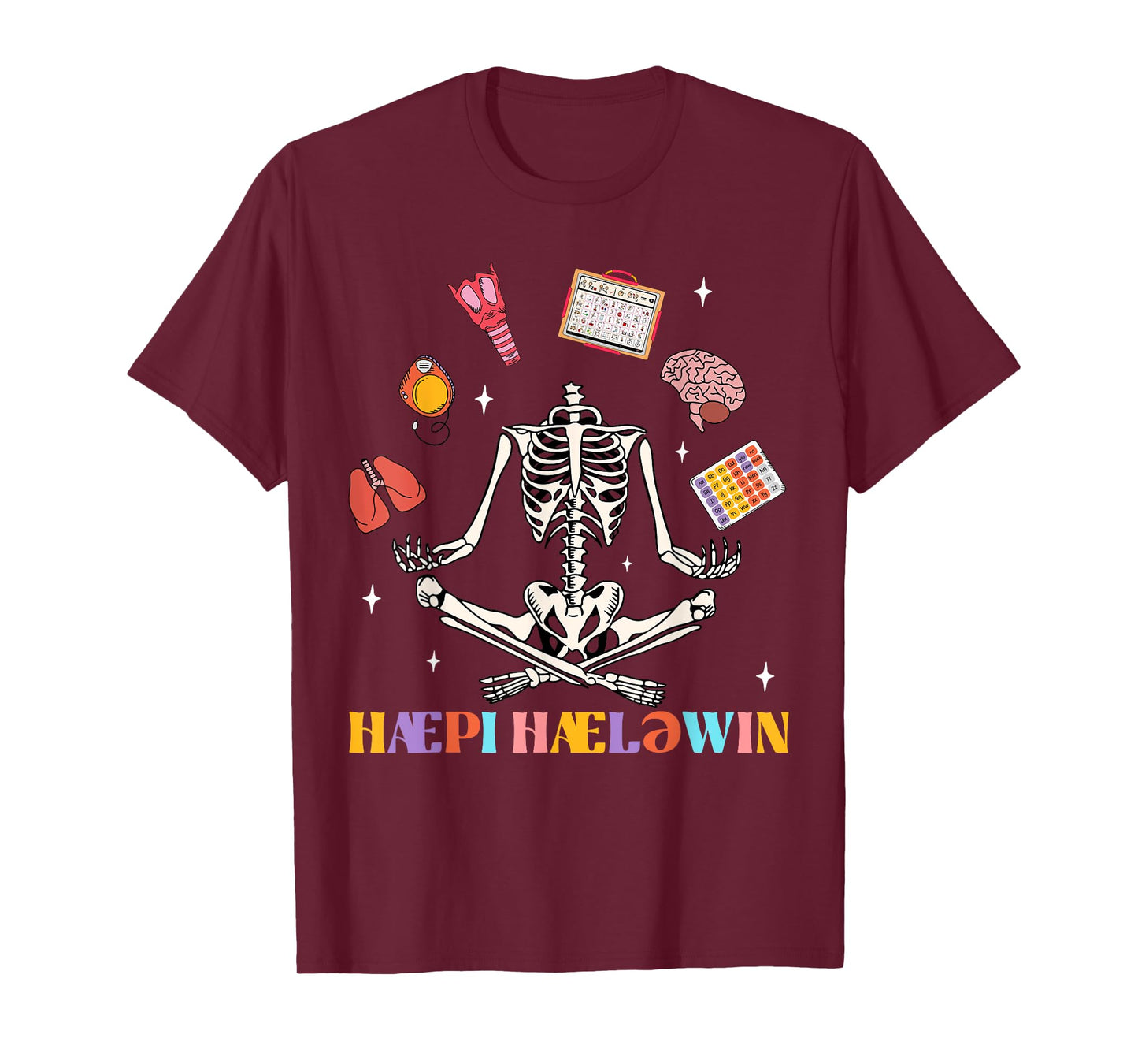 Speech Therapy Therapist SLP Spooky Skeleton Halloween Funny T-Shirt