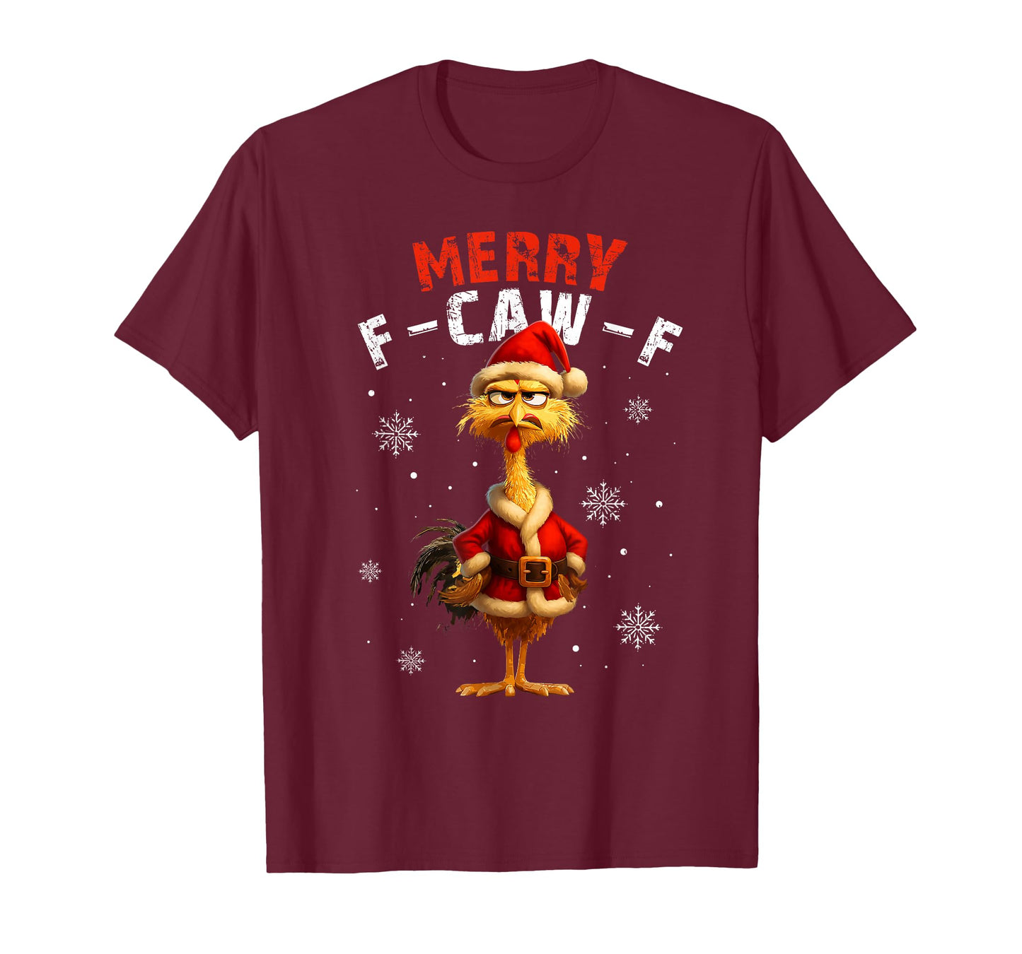 Merry F-Caw-F Christmas Chicken Xmas Lights Rooster Holiday T-Shirt