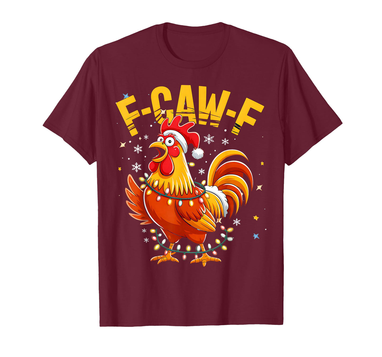Farm Rooster Christmas Lights Chicken Winter Holiday Joke T-Shirt