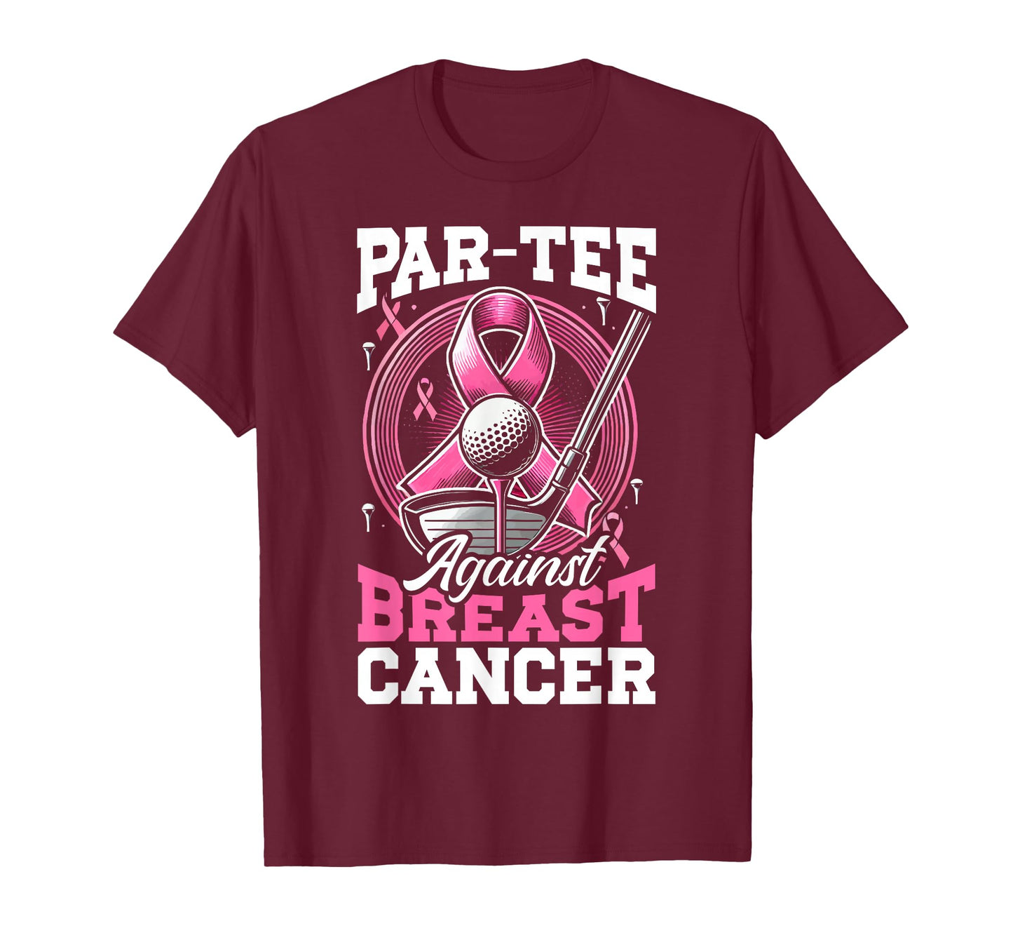 Golf Breast Cancer Awareness Month Golfer Pink Ribbon T-Shirt